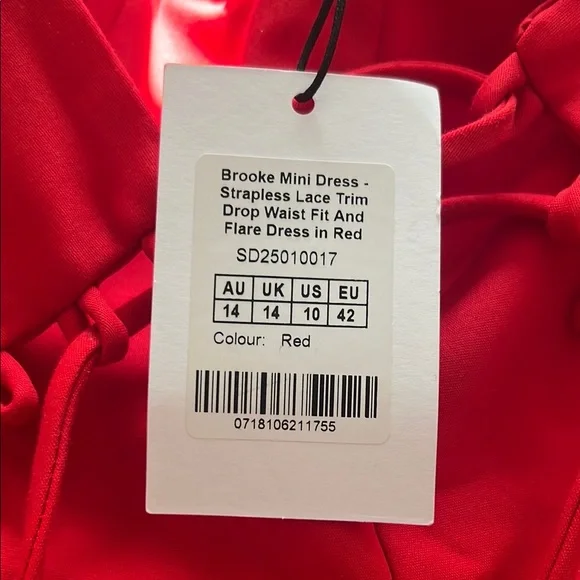 NWT Showpo Elegant Red Strapless Dress - Size 10 - Picture 3 of 4